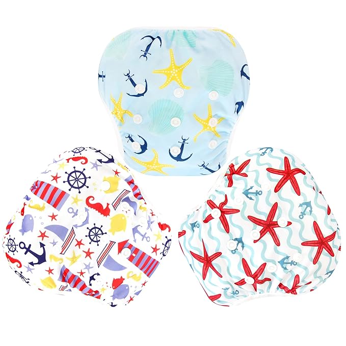 Langsprit 3 Pack Swim Diaper for Baby & Toddle,Reuseable Washable Diaper Swim for Swimming Lesson & Baby Shower Gifts