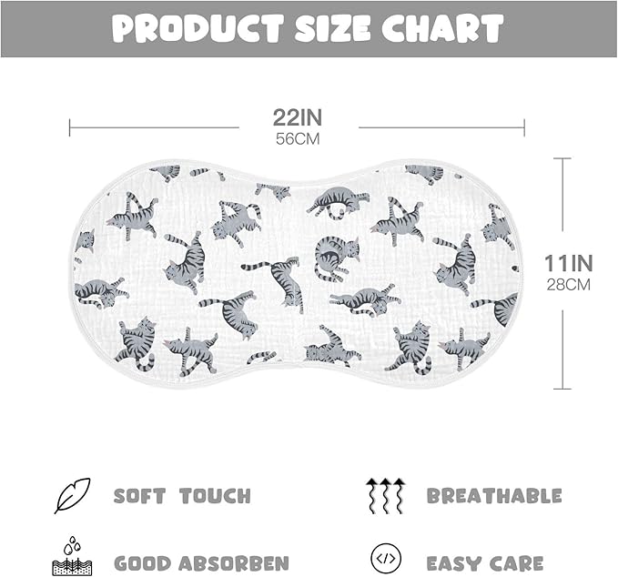 Yoga Tabby Cat Cute Kitten Muslin Burp Cloths for Baby 2 Pack Soft 100% Cotton Baby Washcloths Bibs for Boy Girl