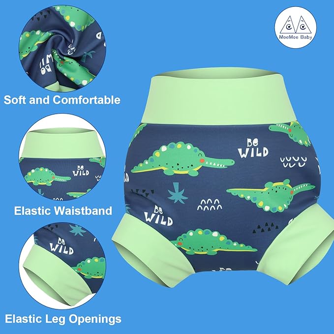 MOEMOE Baby Reusable Swim Diapers 3Pcs Comfortable Waterproof Baby Swim Diapers for Boys Swim Lesson 3T