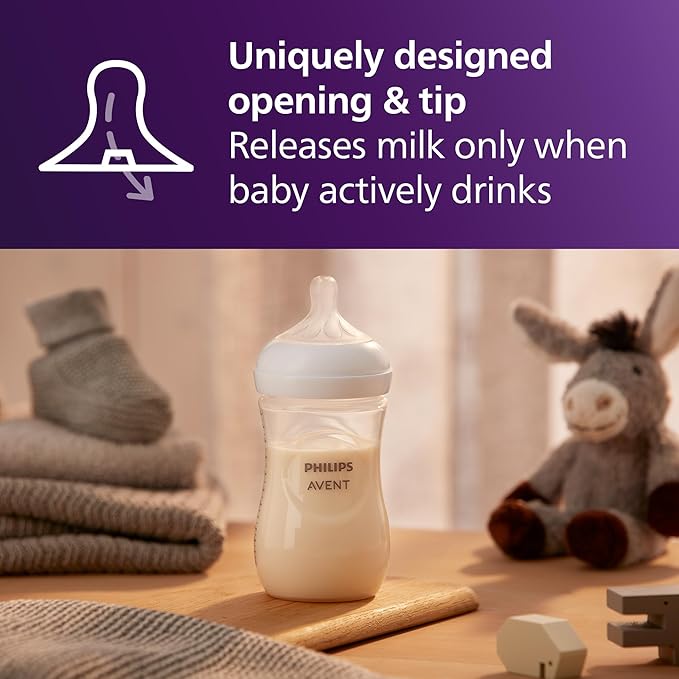 Philips Avent Natural Baby Bottles with Natural Response Nipples (Medium Flow, Flow 3), 9oz, 24-Pack, SCY903/04
