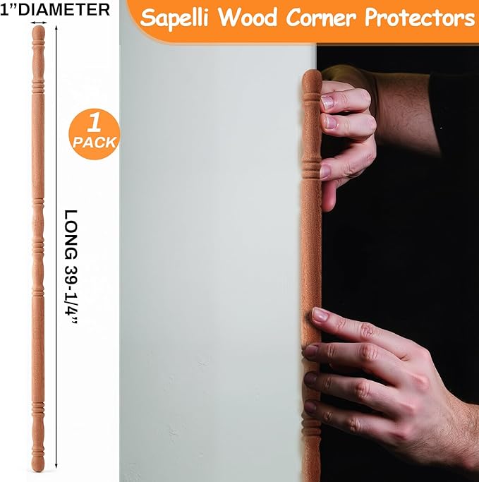 DoubleFill 1 Pack Sapele Wood Corner Guards for Wall Luxury Dark Wood Decorative Wall Corner Protector 39-1/2'' x 1'' Hardwood Edges Protect Trim for High End Home Decor, Easy Installation