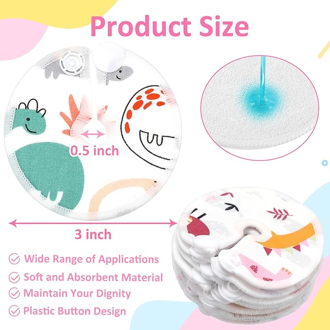 Threlaco 48 Pcs Gtube Button Covers Feeding Tube Pads Holder Abdominal Reusable Accessories Peg Tube Soft Absorbent Breast Feeding Pads Breastfeeding Support Nursing Care Stay Dry