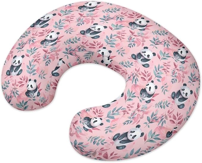 Panda Nursing Pillow Covers with Love Heart Printed for Newborn Breastfeeding Pillow Slipcover for Nursing Pillow U-Shaped Soft and Skin-Friendly Hidden Zipper Design