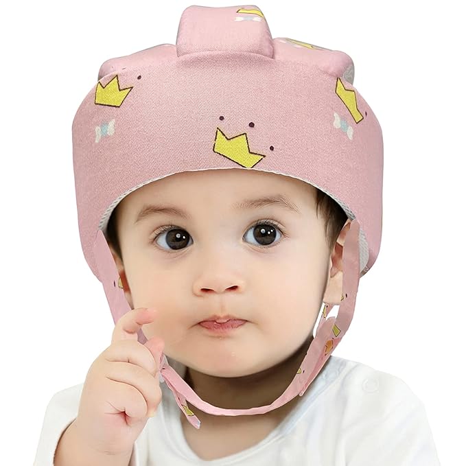 Baby Helmet Toddler Children Headguard Infant Head Cushion Protective Harnesses Cap Soft Adjustable Kid Hat Head Protector (Crown Pink)