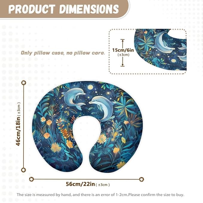 Dolphin Nursing Pillow Cover Girl Breast Feeding Pillows for Mom, Nursing Pillows for Breastfeeding, Slipcovers for Newborn Boys & Girls