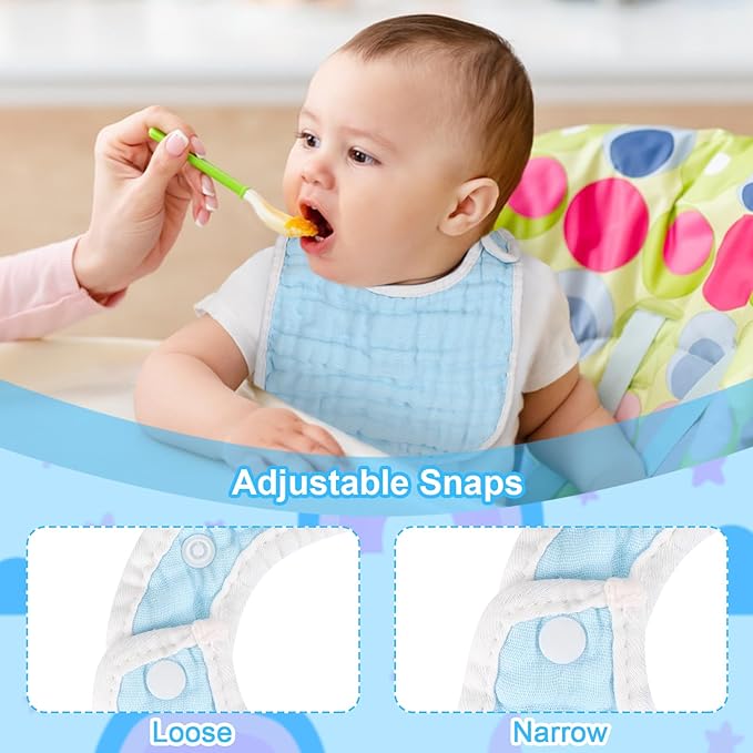 Accmor Muslin Baby Bibs, 6 Pack Soft Cotton Baby Bandana Drool Bibs for Boys Girls Teething and Drooling