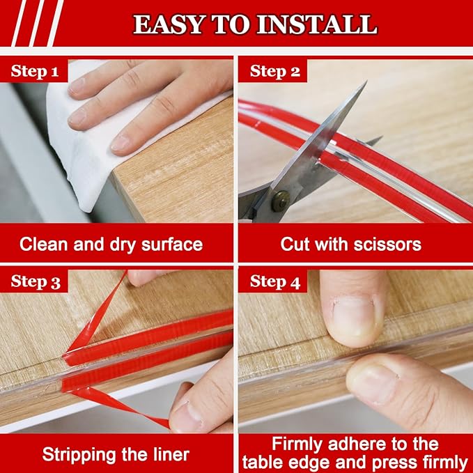 SureStop Baby Proofing with 4 Corners Protection, Self-Adhesive Furniture Edge Guard & Safety Bumpers, Table Corner Protectors (1.6in Wide, 32.8ft with 8 Corners)