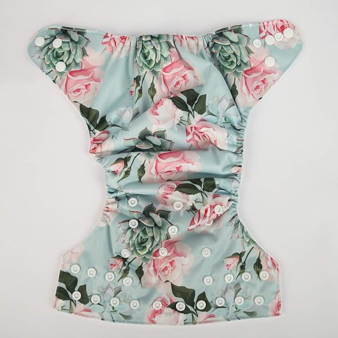 Baby Pocket Diaper Nappy Reusable Washable for Girls (Succulent Roses)