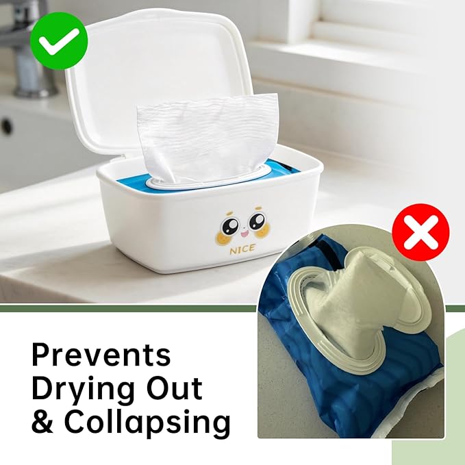 Wipes Dispenser Compatible with Cottonelle Flushable Wipes, Refillable Wet Wipes Container, Small Plastic Storage Box Reusable Wipe Holder with Lid for Bathroom - DIY Customizable Stickers Included