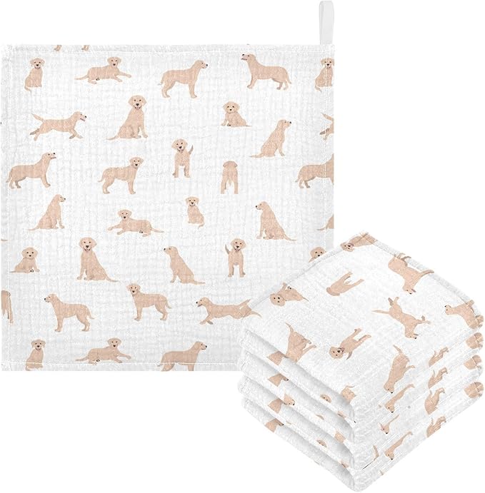 vvfelixl Baby Cotton Washcloths Labrador Retriever Dog Infants Bath Towel for Unisex Face Towels for Newborn, Natural Baby Wipes Delicate Skin, 11.8 X 11.8 inch, one sizex3