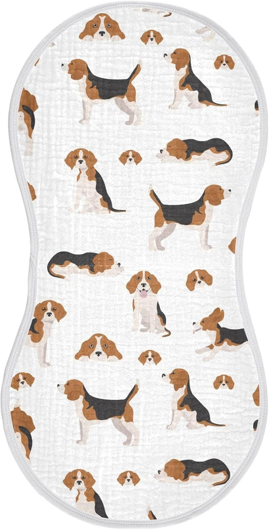Muslin Burp Cloths for Baby Boys and Girls - 1-Pack Ultra Absorbent Beagle Dog Muslin Washcloths, Newborn Towel, Milk Spit Up Rags, Burp Cloth Bib for Unisex, 22 x 11 Inch