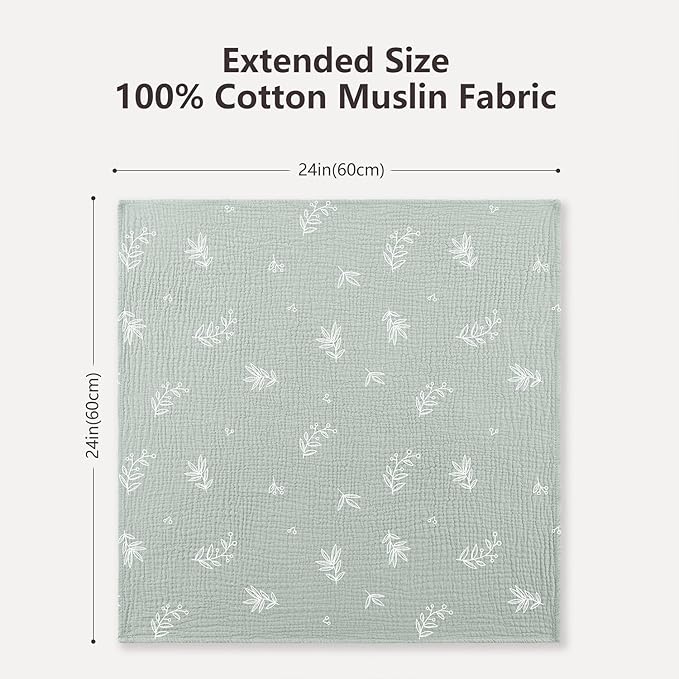 Susurration Muslin Burp Cloths 24x24 Inches Ultra Soft 100% Cotton, 4 or 7 Pack Baby Washcloths for Newborn, Absorbent Burp Rags & Swaddle Blankets