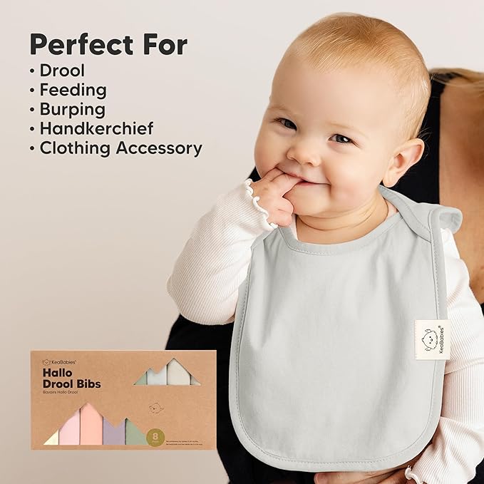 KeaBabies 8-Pack Bibs for Baby Girl, Boy - Pullover Large Baby Bibs for Drooling and Teething Infant, Newborn, Soft & Absorbent Organic Cotton, Long Torso Coverage Keep Toddler Clean & Dry (Embrace)