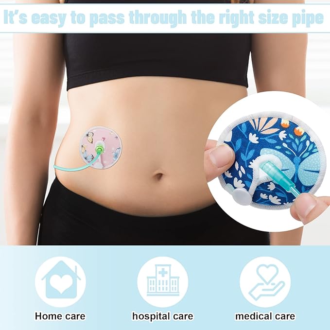 32 Pieces G Tube Button Covers G Tube Pad Holder Reusable Cotton Nursing Pads for Feeding Support Feeding Cotton Supplies Soft Covers for Breastfeeding Nursing Care, 4 Designs(Butterfly)