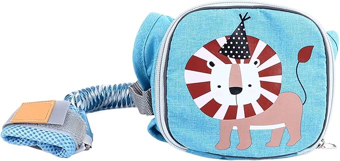 1.5m 2 in 1 Kids Backpack Safety Leash Toddler Harness Backpack with Leash Prevent Lost Children Harness Wrist Link for Outdoor Use (Blue)