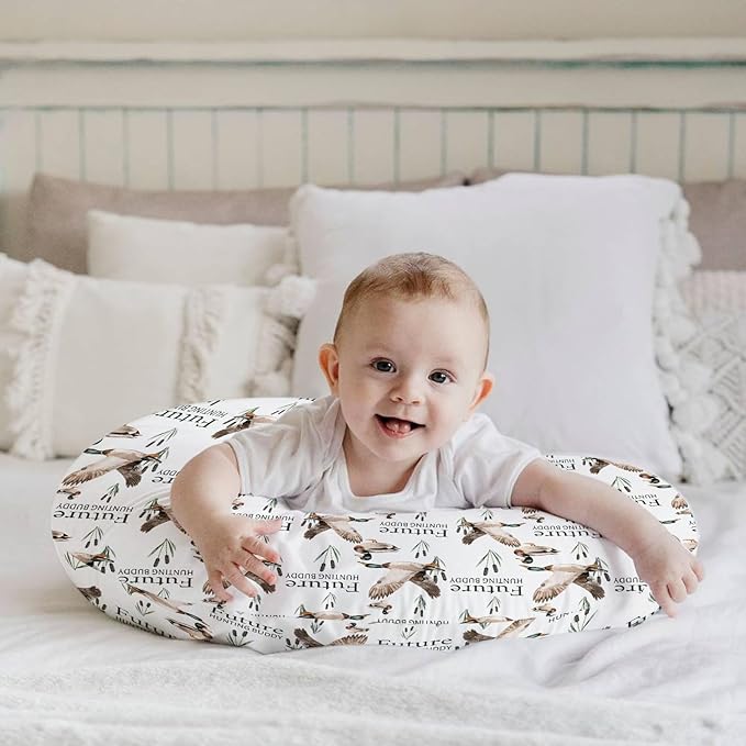 HawSkgFub Future Duck Hunting Buddy Nursing Pillow Cover for Baby Boys, Mallard Duck Hunter Wild Animal Reeds Lake Breastfeeding Pillow Slipcover, Nursing Pillowcase for Newborn Infant, Cover Only