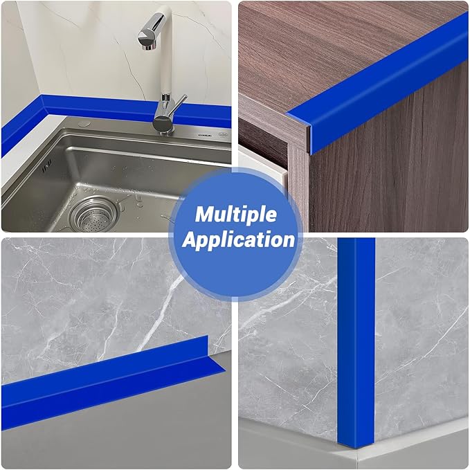 Wall Corner Protector, Peel and Stick Wall Corner Trim, Flexible Rubber Molding Wall Corner Guard, L Shaped Self Adhesive Edge Protector Moulding Trim for Wall Edge Ceiling, Blue, 3/4in,10Ft