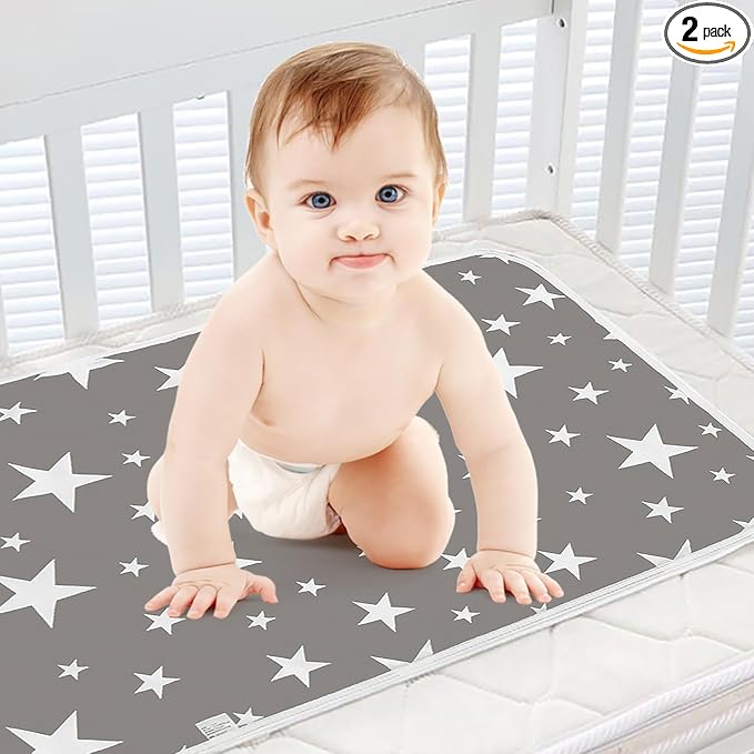 2 Pack Baby Diaper Changing Pad Maveek 19.6'' X 27.5'' Waterproof Changing Mat Portable Diaper Pad Travel Changing Mat Foldable Absorbent Mats for Home and Outdoor(2Grey)