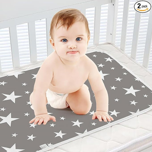 2 Pack Baby Diaper Changing Pad Maveek 19.6'' X 27.5'' Waterproof Changing Mat Portable Diaper Pad Travel Changing Mat Foldable Absorbent Mats for Home and Outdoor(2Grey)