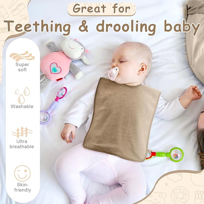 Hercicy Full Coverage Pullover Toddler Baby Bibs Terry Cloth Bibs with Snap Button for 0-4 Years Unisex Feeding Drooling