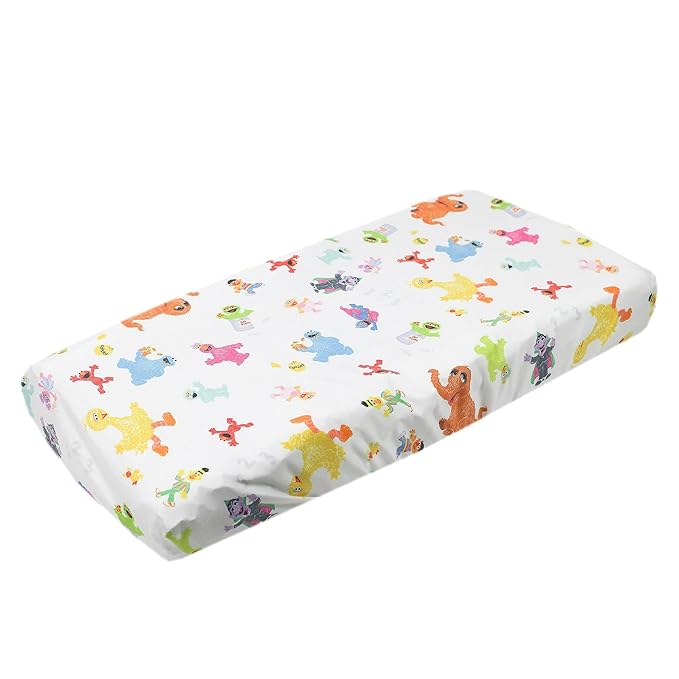 Copper Pearl Premium Knit Changing Pad Cover Soft, Stylish, and Universal Fit for All Standard Diaper Changing Pads, Trendy Design Changing Pad Covers, Sesame Friends