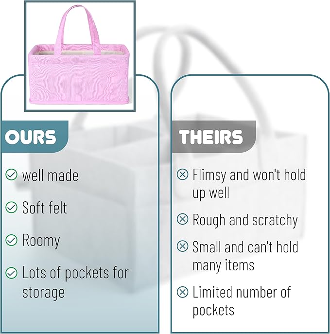 Mr. Pen Baby Diaper Caddy Organizer, Pink Quilted Fabric, Car Diaper Caddy, Portable
