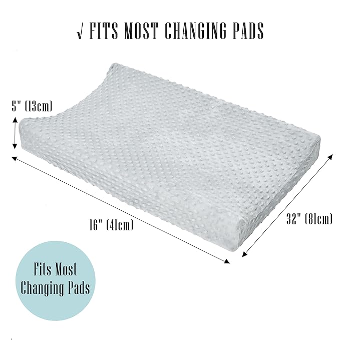 Cute Castle Changing Pad Cover - Ultra Soft Bean Dot Plush Changing Table Covers Breathable Baby Changing Pad Table Sheets for Boy and Girl (2 Pack White and Grey)