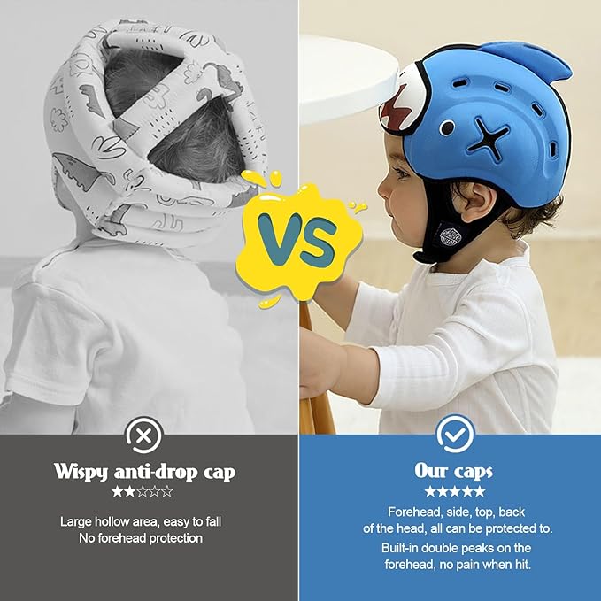 Baby Safety Helmet for Crawling & Walking - Ultra Lightweight Adjustable Infant Head Protector 10-24 Months, Breathable Anti-Collision Soft Helmet with Secure Fit Design (Fox)