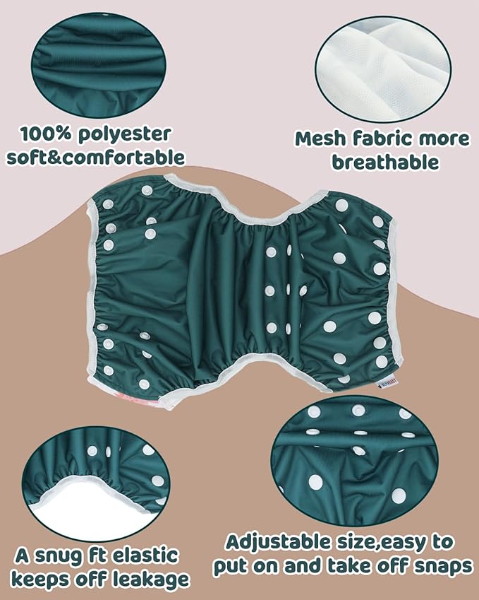 ALVABABY Swim Diapers 3pcs Baby & Toddler Snap One Size Reusable Adjustable Baby Boys' Swim Diapers for Swimming Lessons 3SWY72A