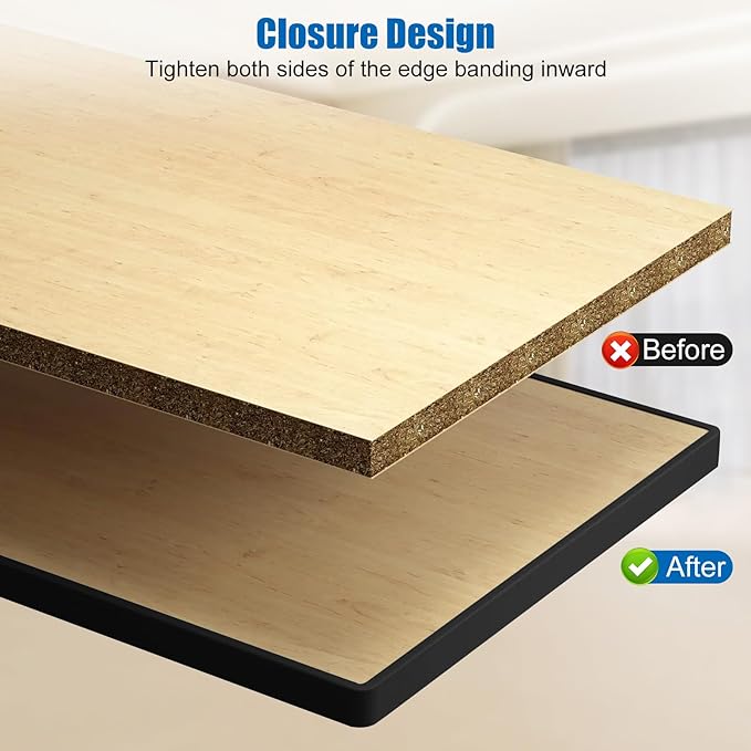 U-Shape Edge Banding, 16.4ft Self Adhesive Veneer Edging Trim TPE Flexible Furniture Edge Protector for Countertop Table Cabinet Repair Furniture Restoration (25mm, Black)