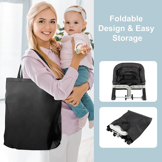 Hook On High Chair with Detachable Tray, Portable Foldable Clip On Baby Travel High Chair, Lightweight Feeding Seat with Storage Bag, BPA-Free Safety Harness for Home Restaurant (Bright Blue)