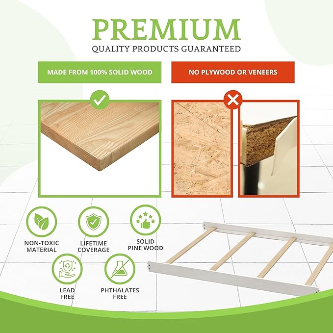 Full-Size Conversion Kit Bed Rails for Oxford, Soho, Ozlo & Avalon Baby Convertible Cribs - Solid Wood - Toddler & Adult Rail for Full-Size Bed - Nursery & Baby Furniture (Antique White, Hook-On Kit)