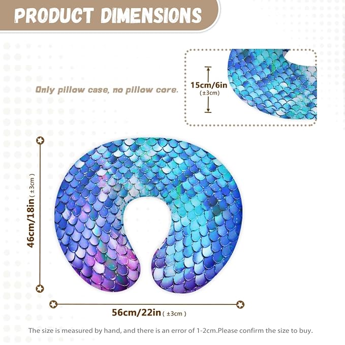 Forchrinse Purple Mermaid Scales Nursing Pillow Cover for Baby Girls Comfortable Breastfeeding Pillow Slipcover Fit for Most Nursing Pillows