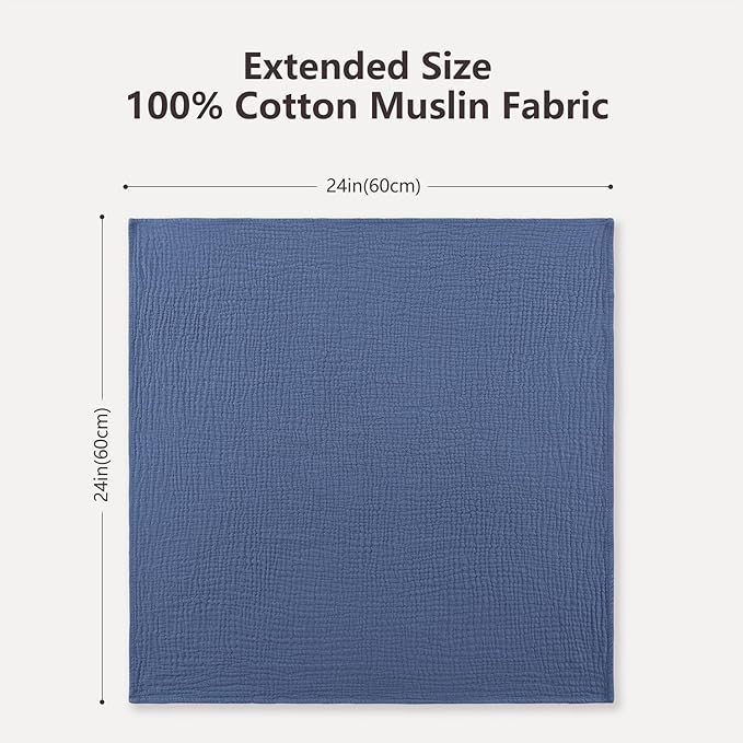 Susurration Muslin Burp Cloths 24x24 Inches Ultra Soft 100% Cotton, 4 or 7 Pack Baby Washcloths for Newborn, Absorbent Burp Rags & Swaddle Blankets