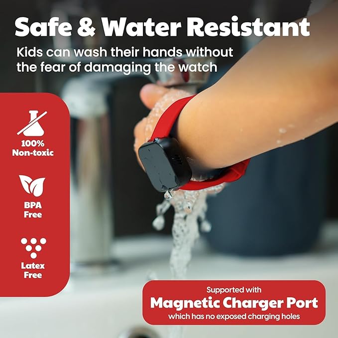 Potty Training Watch for Kids V4 – A Water Resistant Toilet Reminder Device for Boys & Girls to Train Your Toddler with Fun/Musical & Vibration Interval Reminder with Potty Training eBook (Red)