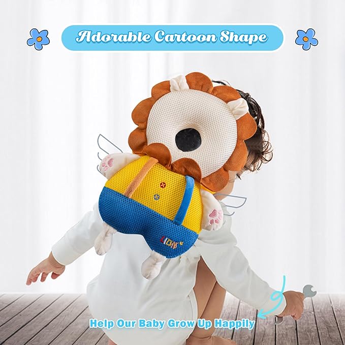 Baby Head Protector Cushion Backpack with 3 Baby Knee Pads for Walking & Crawling.(Elephant)