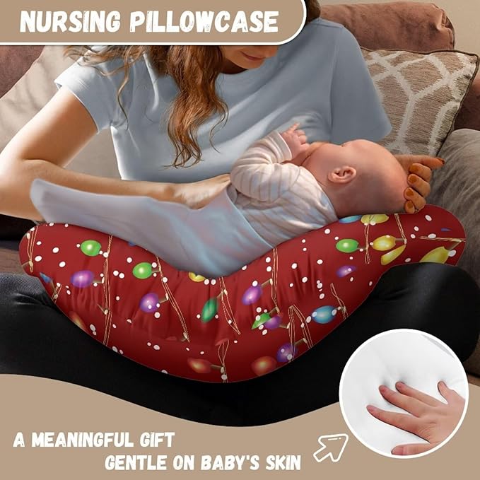 Classic Colorful Light Stripes Breastfeeding Pillow Slipcover for Baby Newborn U-Shaped Western Breastfeeding Pillowcase Cushion Cover Breathable and Easy to Clean Xmas Decor