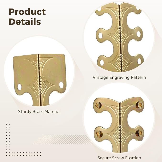 15 Pcs Baseboard Corner Protectors, Vintage Brass Skiffers with Screws, Antique-Style Skirting Board Corner Guards, Decorative Corner Covers for Furniture and Wall Protection