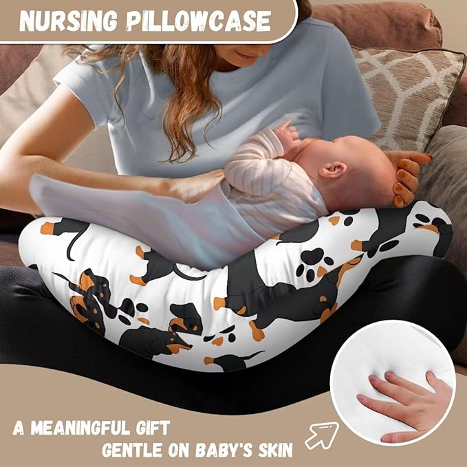 Dachshund Nursing Pillow Cover Cozy Nursing Slipcover Soft Breastfeeding Pillow Slipcover Nursing Pillow Case Skin-Friendly U-Shaped Hidden Zipper Design