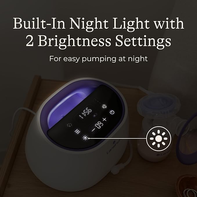 Lansinoh NaturalWave Double Electric Breast Pump White/Purple | Hospital-Grade Suction with 12 Levels, 5 Flange Sizes & Baby-Mimicking Motion | Breastfeeding Essentials for Pumping Moms