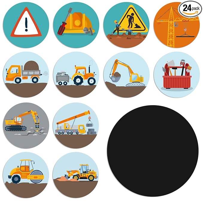 Geyee 24 Pcs Potty Training Stickers Potty You Pee on Toilet Reveal Stickers Chart Reusable Pee Decals Color Changing Seat Toilet Targets for Boys Girls Kids Training Use(Construction)