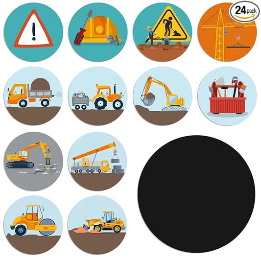 Geyee 24 Pcs Potty Training Stickers Potty You Pee on Toilet Reveal Stickers Chart Reusable Pee Decals Color Changing Seat Toilet Targets for Boys Girls Kids Training Use(Construction)