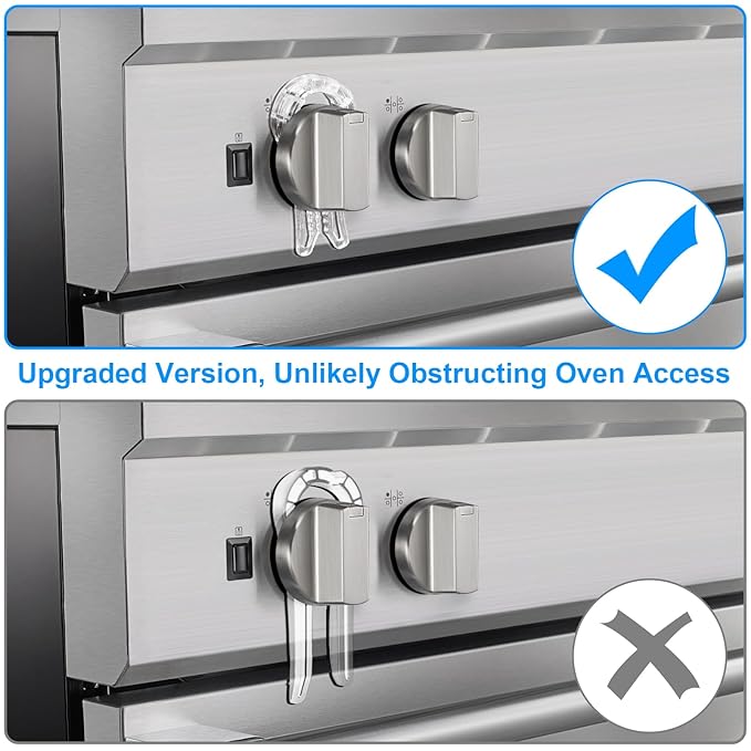 Gas Stove Knob Locks, Gap-fit Pin for Stove Knobs, for Knob Gap at Least 0.27", Baby Proofing Stove Knob Safety Covers, Stove Guard Clear, Pack of 5, with 1 Extra Piece for Back Up