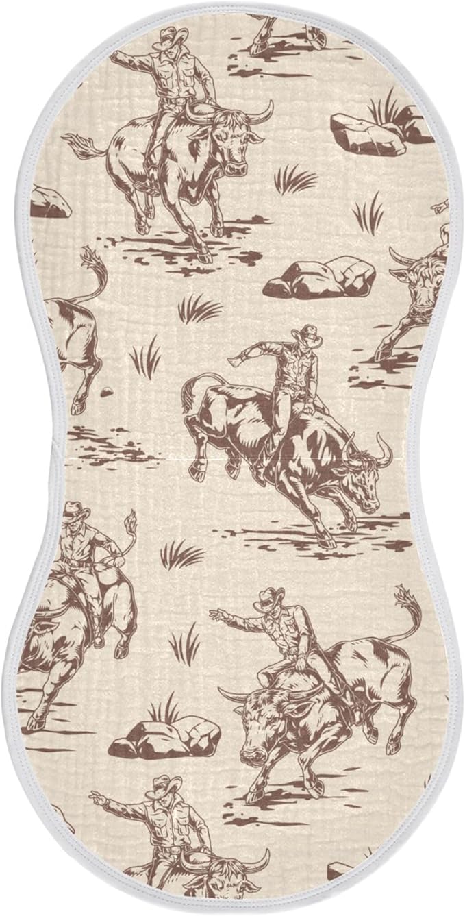 Cow Cowboy Western Burp Cloths Baby Boys Girls Absorbent Soft Cotton Burping Cloths Rags, 1 Pack