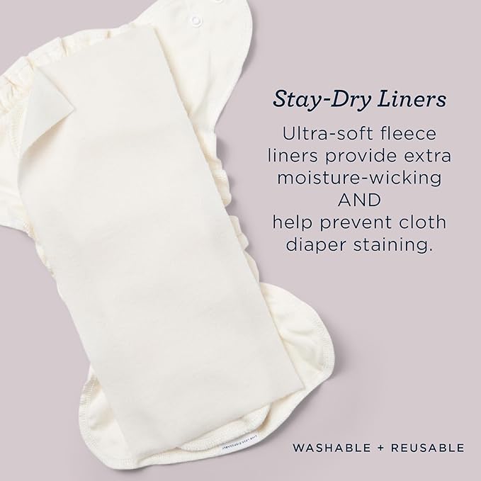 Esembly Stay-Dry and Nighttime Essentials Bundle | Stay-Dry Fleece Diaper Liners (12-Pack) and Overnighters (4-Pack)