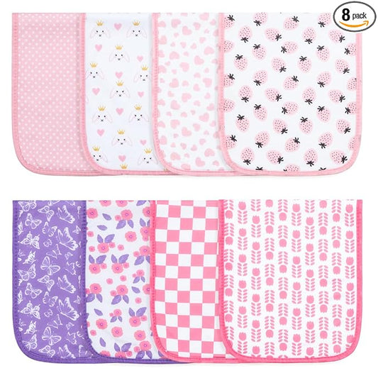 Hakochia Burp Cloths for Baby Boy & Girl Organic Cotton Large Unisex Burp Clothes Extra Absorbent Soft Neutral Burping Rags Spit Up Cloth Sets for Newborns 8 Pack