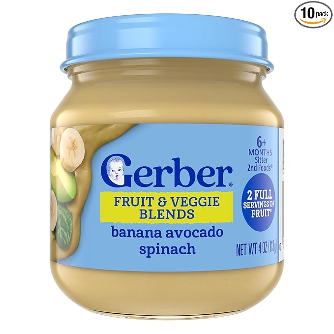 GERBER FOR BABY 2nd Foods Banana Avacado Spinach 10x4oz