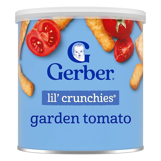 Gerber Stage 3 Baby Food Snacks, Garden Tomato Lil' Crunchies, Snacks for Babies, Baby Led Feeding