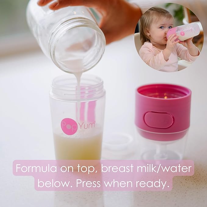 PopYum Orange Formula Making Baby Bottle Starter Set, 4-Pack, 2X 5oz Bottles with #1 Slow Flow Nipples + 2X 9oz Bottles with #2 Medium Flow Nipples