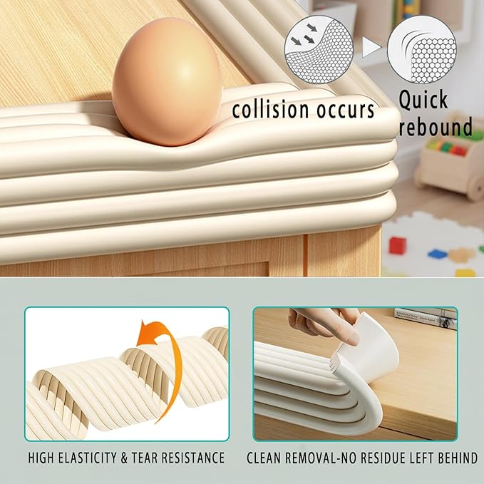 Baby Proofing Edge Corner Protector, 6.5 Ft Self - Adhesive Edge Protector for Baby, Soft NBR Rubber Foam Padding, Furniture, Sharp Edge Safety Corner Edge Bumper Guard-Gray